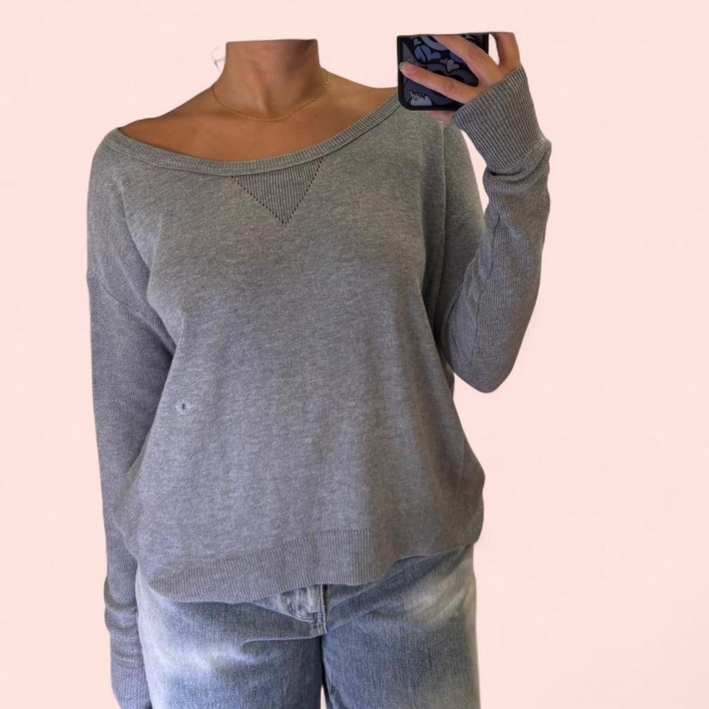 American Eagle Outfitters Gray Off-Shoulder Sweater